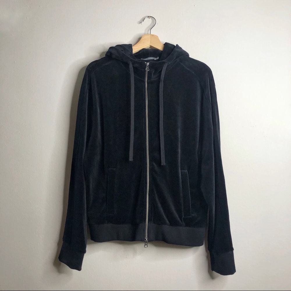 VINCE Velour Black Hoodie with zipper